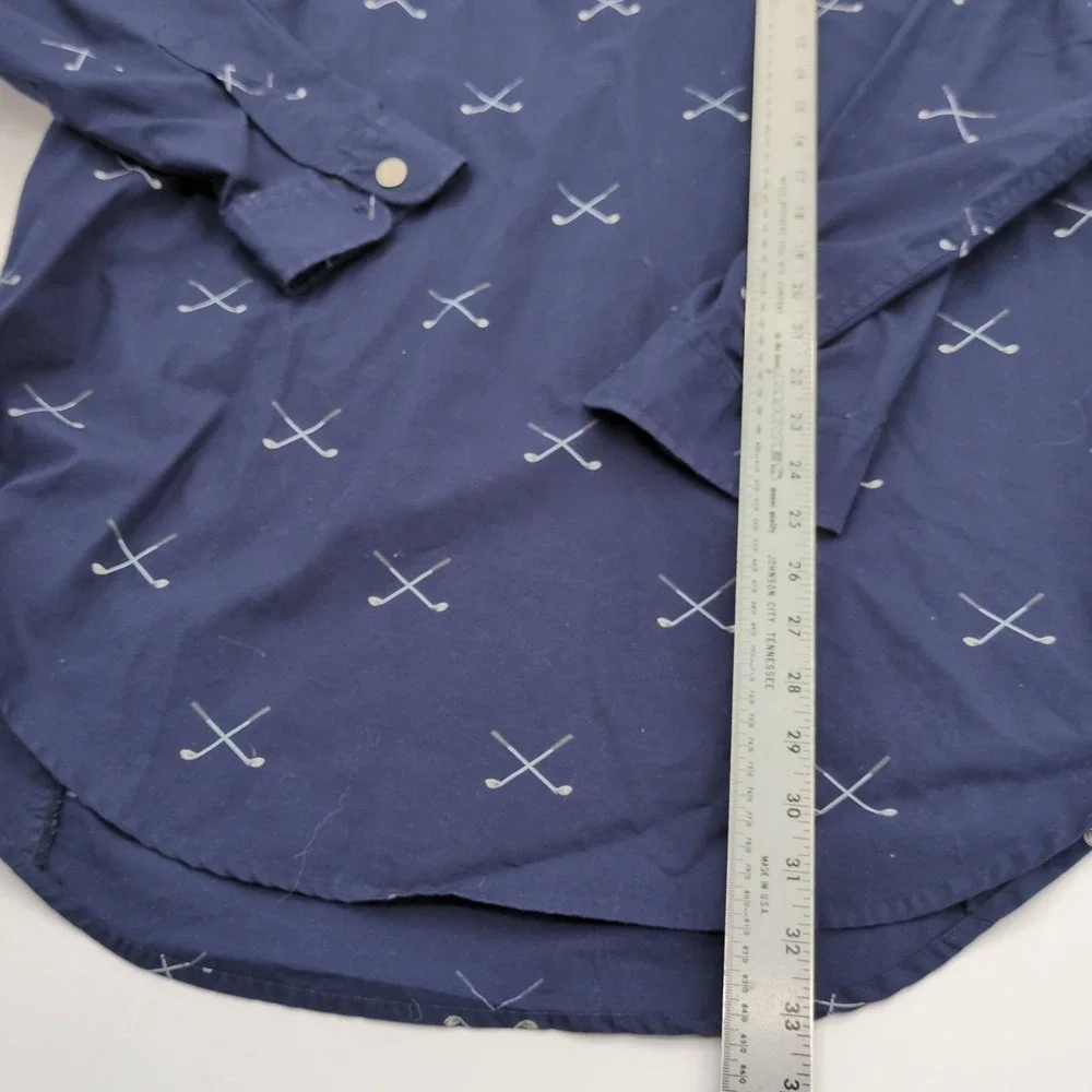 Polo Golf Ralph Lauren Shirt Large Navy Blue Half Zip All Over Print Golf Clubs